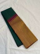Green Maroon Korvai Raising Temple Border Kanchipuram Silk Saree