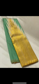 Pastel Green 8 Kol Korvai Weaving Long Temple Border Kanchipuram Silk Saree