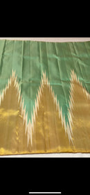 Pastel Green 8 Kol Korvai Weaving Long Temple Border Kanchipuram Silk Saree