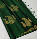 Bottle Green 240 Hooks Unique Mango Butta Handloom Kanchipuram Soft Silk Saree