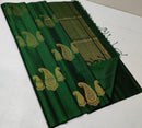 Bottle Green 240 Hooks Unique Mango Butta Handloom Kanchipuram Soft Silk Saree