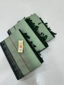 Plain Pastel Green Soft Silk Saree with Contrast Designer Pallu & Blouse