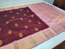 Maroon with Pink Korvai Handloom Kanchipuram Silk Saree
