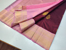 Maroon with Pink Korvai Handloom Kanchipuram Silk Saree