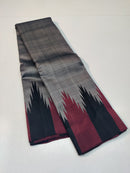 No Zari Grey Korvai Temple Border Kanchipuram Handloom Silk Saree