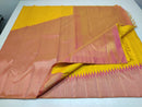 Yellow Pink Designer Korvai Raising Temple Border Handloom Kanchipuram Silk Saree