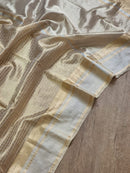 Pure Double Tissue Katan Silk Saree with Checks and Satin Border with Special Tassels