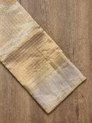 Pure Double Tissue Katan Silk Saree with Checks and Satin Border with Special Tassels