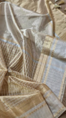 Pure Double Tissue Katan Silk Saree with Checks and Satin Border with Special Tassels