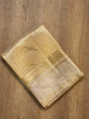 Pure Double Tissue Katan Silk Saree with Checks and Satin Border with Special Tassels