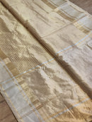 Pure Double Tissue Katan Silk Saree with Checks and Satin Border with Special Tassels