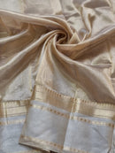 Pure Double Tissue Katan Silk Saree with Checks and Satin Border with Special Tassels