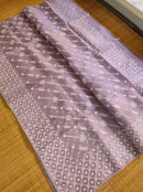 Lavender Organza Saree with Chikankari Embroidery with Crochet Lace