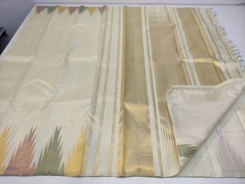 Half White Temple Border Kanchipuram Silk Saree