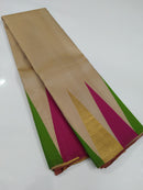Half White Beige 8 Kol Korvai Temple Border Kanchipuram Silk Saree
