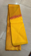 Yellow & Dual Shade Pink Korvai Raising Temple Border Kanchipuram Handloom Silk Saree
