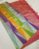 Multi Colour 8 Kol Korvai Temple Design Handloom Kanchipuram Silk Saree