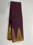 Deep Brown Maandhulir Green  Korvai 8 Kol Weaving Temple Border Handloom Kanchipuram Silk Saree