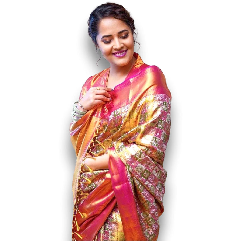 Celebrity Style Designer Bridal Tissue Kanchipuram Silk Saree