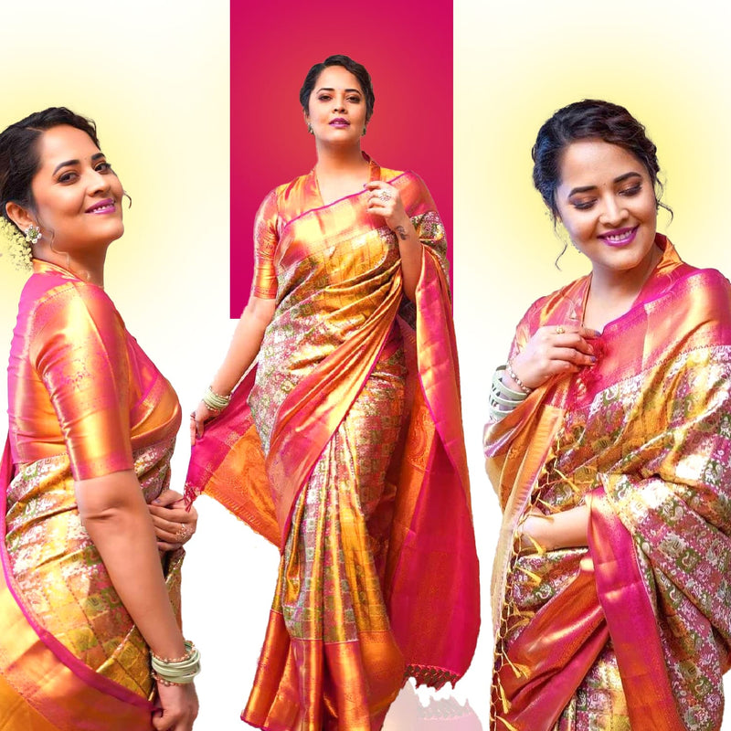 Celebrity Style Designer Bridal Tissue Kanchipuram Silk Saree