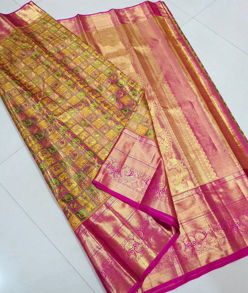 Celebrity Style Designer Bridal Tissue Kanchipuram Silk Saree