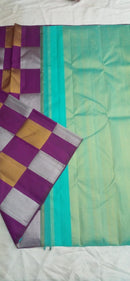 MultiColor Zari Checked Trendy Handloom Kanchipuram Silk Sarees
