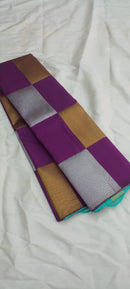 MultiColor Zari Checked Trendy Handloom Kanchipuram Silk Sarees