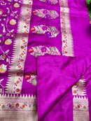 Purple Banarasi Katan Silk Tilfi Weaving Meenakari Jal Work Saree
