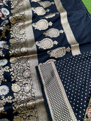Black Banarasi Katan Silk Tilfi Weaving Meenakari Jal Work Saree