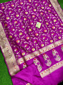 Purple Banarasi Katan Silk Tilfi Weaving Meenakari Jal Work Saree