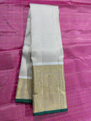 Celebrity Style Milky White Kanchipuram Handloom Silk Saree