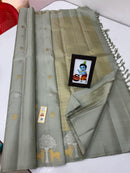 Grey Handloom Kanchipuram Silk Saree with Pichwai Zari Design