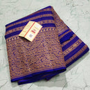 Royal Blue Pure Banarasi Khaddi Georgette Fancy Zari Striped Silk Saree