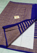 Royal Blue Pure Banarasi Khaddi Georgette Fancy Zari Striped Silk Saree