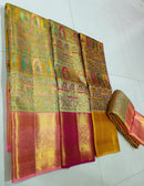 Exclusive 4D Mughal Design Premium Wedding Kanchipuram Tissue Silk Sarees