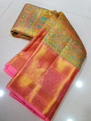 Exclusive 4D Mughal Design Premium Wedding Kanchipuram Tissue Silk Sarees