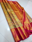 Exclusive 4D Mughal Design Premium Wedding Kanchipuram Tissue Silk Sarees