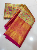 Exclusive 4D Mughal Design Premium Wedding Kanchipuram Tissue Silk Sarees
