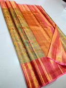 Exclusive 4D Mughal Design Premium Wedding Kanchipuram Tissue Silk Sarees