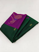 Green Handloom Kanchipuram Silk Saree with Trendy Dancing Girl Border Butta