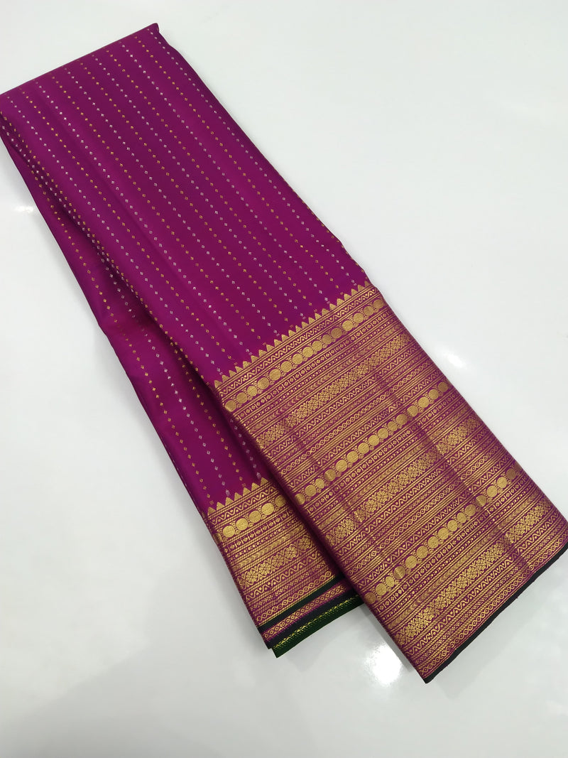 Majentha Pink Handloom Kanchipuram Silk Saree with Fancy Button Butta Design