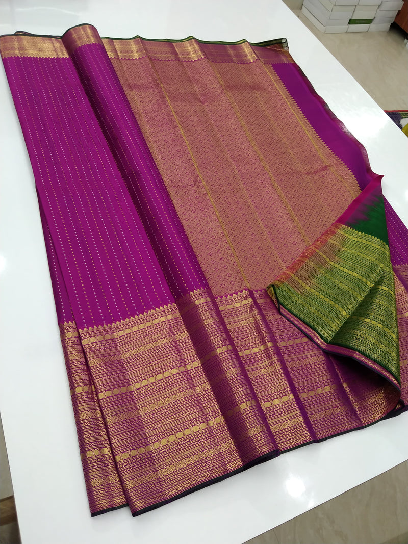 Majentha Pink Handloom Kanchipuram Silk Saree with Fancy Button Butta Design