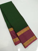 Green Pink Handloom Kanchipuram Silk Saree with Fancy Button Butta Design