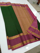 Green Pink Handloom Kanchipuram Silk Saree with Fancy Button Butta Design