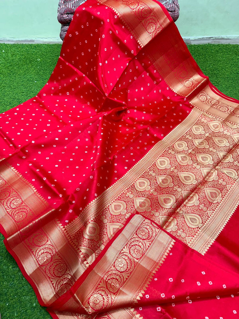 Catalogue - Lite Weight Banarasi Silk Saree with Unique Bandhini Prints