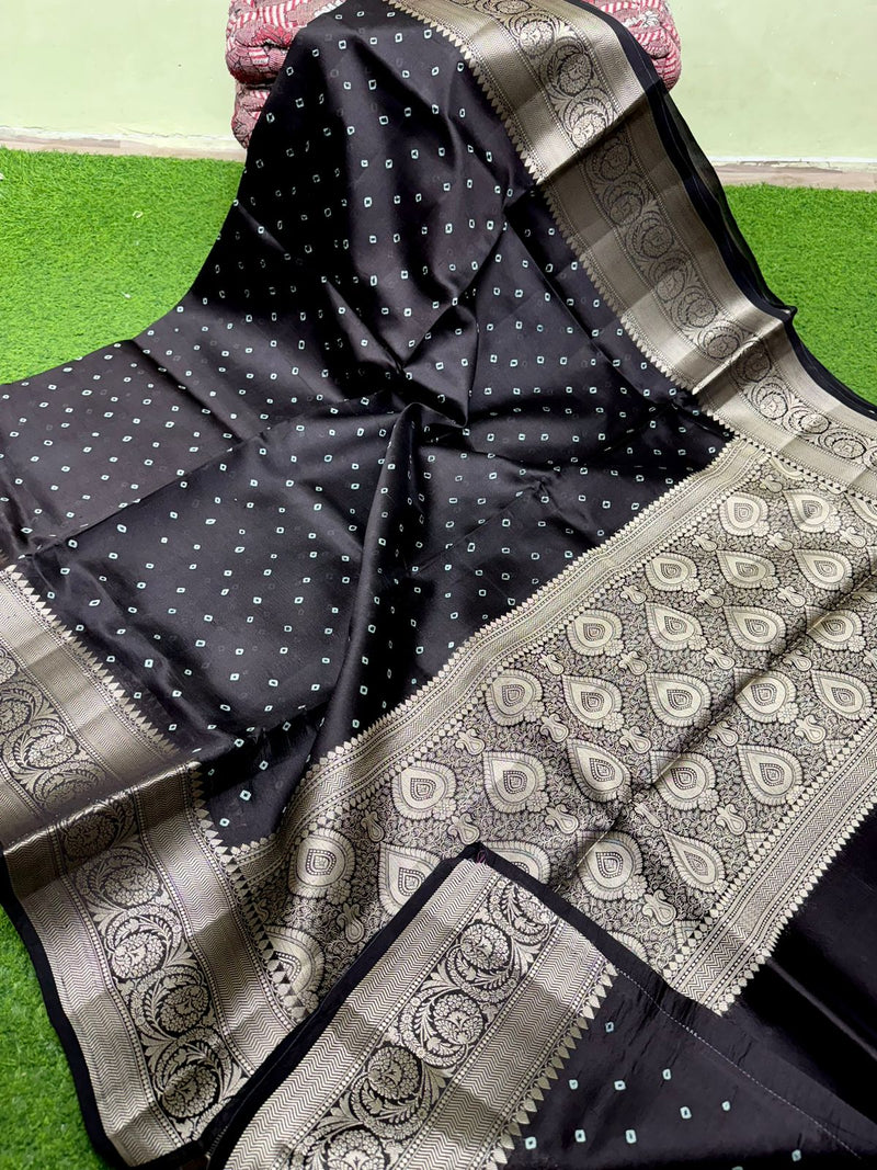 Catalogue - Lite Weight Banarasi Silk Saree with Unique Bandhini Prints