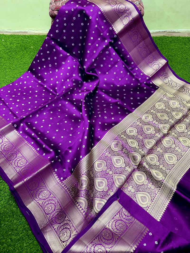 Catalogue - Lite Weight Banarasi Silk Saree with Unique Bandhini Prints