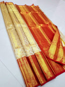 Catalogue - Half White & Red Combination Bridal Tissue Kanchipuram Silk Sarees