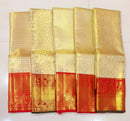 Catalogue - Half White & Red Combination Bridal Tissue Kanchipuram Silk Sarees