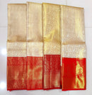 Catalogue - Half White & Red Combination Bridal Tissue Kanchipuram Silk Sarees